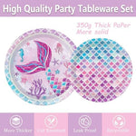 Full view of the iridescent mermaid tail tablecloth included in the Oigco party supplies kit