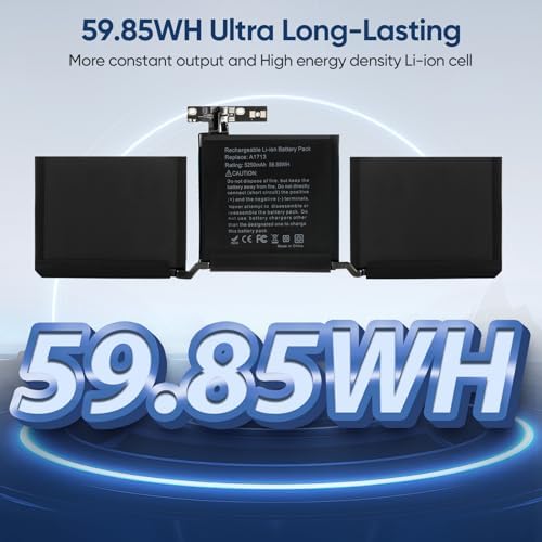 Premium rechargeable notebook battery matching model numbers A1713 and A2171 for professional repair.
