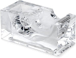 Huang Acrylic Clear Block Tape Dispenser stainless steel cutting blade close up