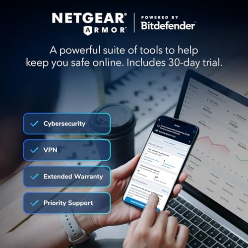Netgear WiFi 6 home network router setup visualization demonstrating the 2000 square feet coverage area