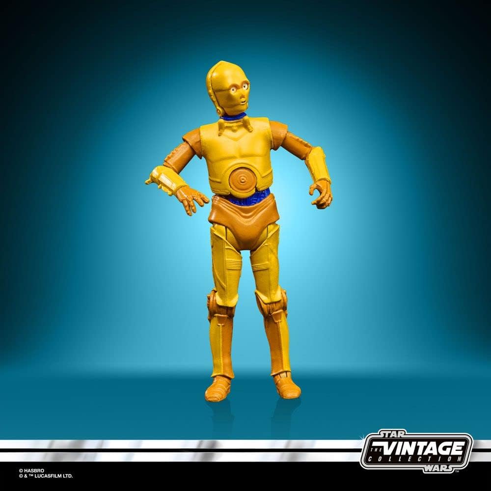 Close up of C-3PO action figure paint deco details