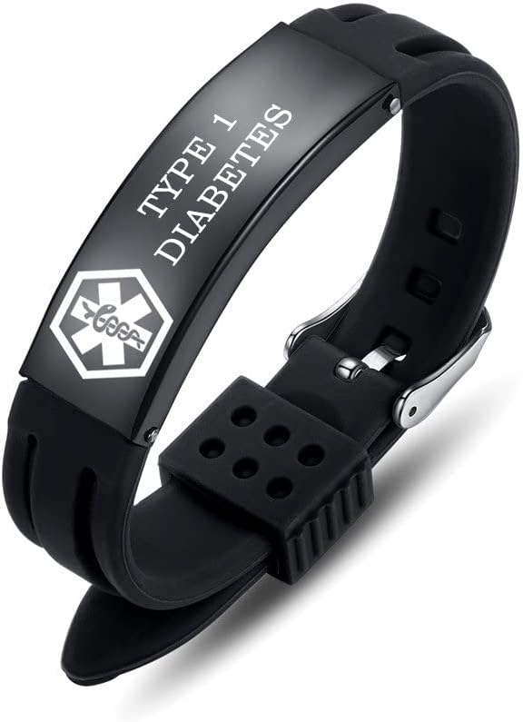 Medical Alert Bracelets for Men Women Adjustable Free Engraving Sport Silicone Medical ID Bracelets 8.5 Inches - Image 1