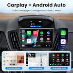 Jerqry 9 inch car radio showing wireless Apple CarPlay interface on screen