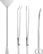 Jeimier Aquascape Four Piece Aquarium Tools Kit front view showing stainless steel tweezers scissors and spatula