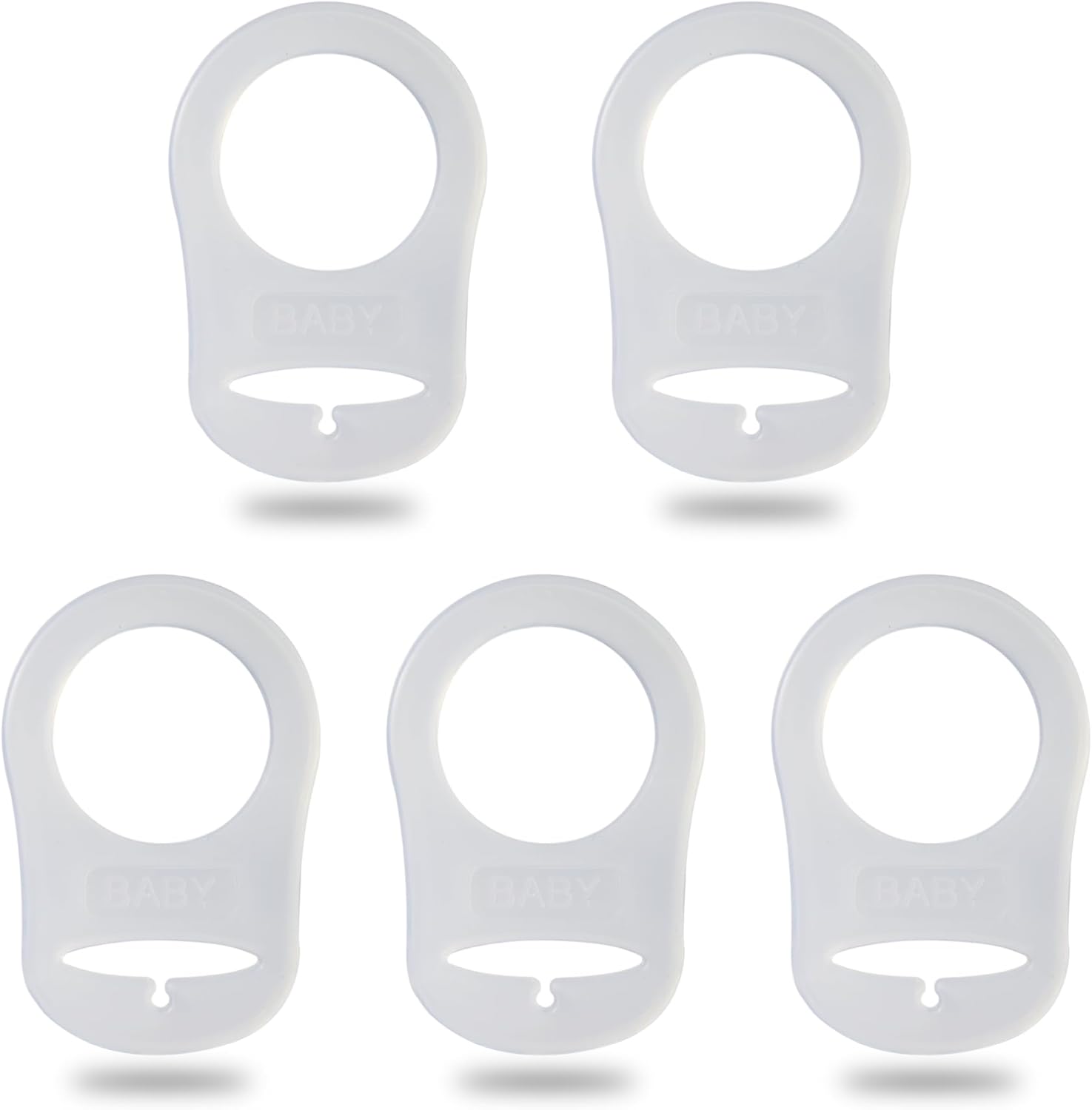 Sutoyuen 5 pack silicone pacifier adapter rings front view