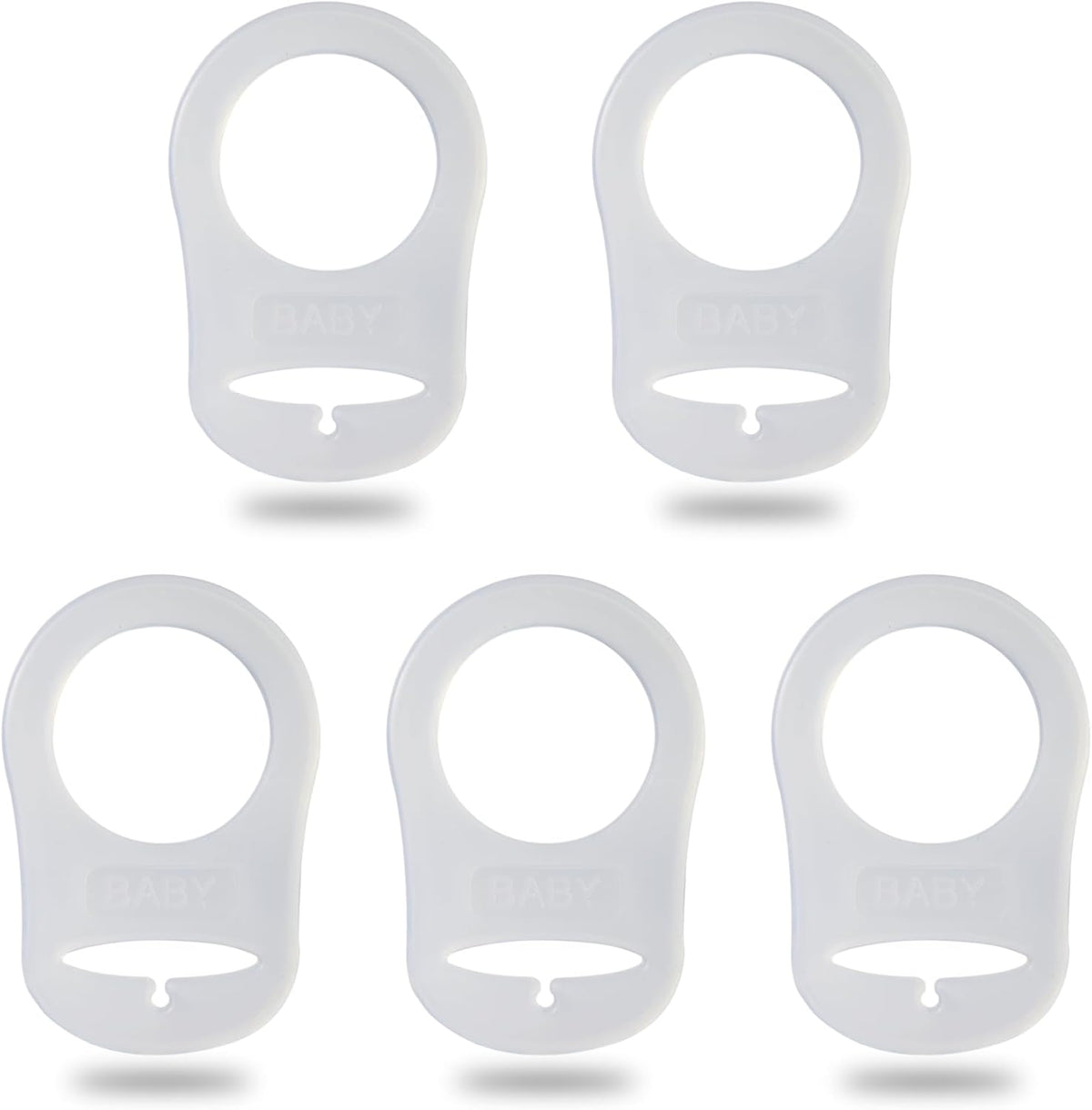Sutoyuen 5 pack silicone pacifier adapter rings front view