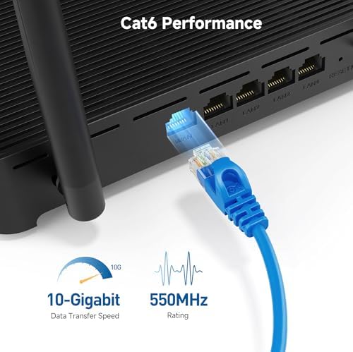 Cable Matters ultra thin network patch cable highlighting the protective snagless RJ45 boot.