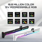 Custom gaming computer desktop setup with synchronized addressable RGB component lighting accents.