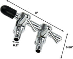 Stainless steel aquarium control valve close up showing individual airflow adjustment levers