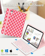 Wazzasoft iPad tenth gen smart folio cover opened up flat to showcase the vibrant abstract pattern style and premium fabric texture