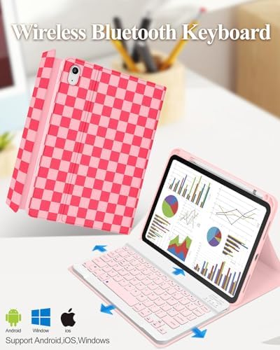 Wazzasoft iPad tenth gen smart folio cover opened up flat to showcase the vibrant abstract pattern style and premium fabric texture