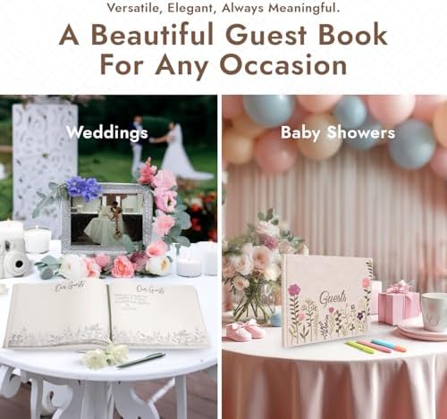 Top view of premium hardcover wedding guest book