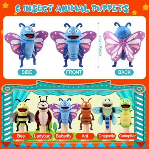 Lenwen plush bee hand puppet with movable mouth