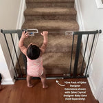 Side angle view of the durable construction of Qdos designer baby gate extension pieces for wider rooms