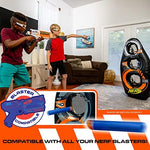 Nerf Proshot kids football blaster game set packaging details and dimensions.