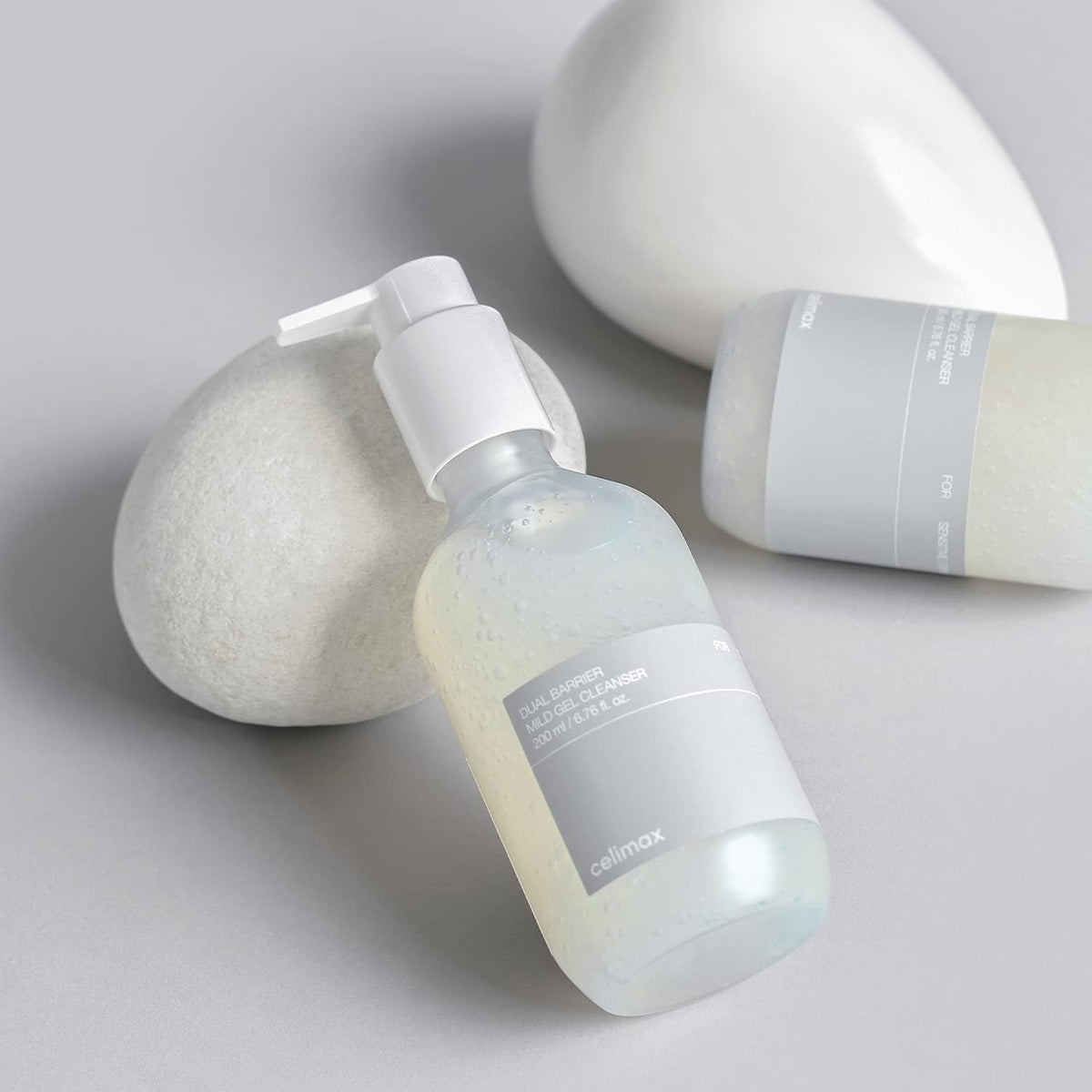 Back label of Celimax Dual Barrier cleanser displaying the five natural ceramides ingredient list.