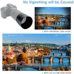 Matte finish interior of JJC lens hood for glare reduction