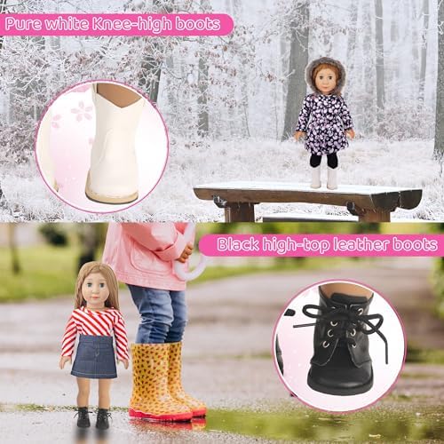 Durable doll shoes for 18 inch dolls in colorful styles