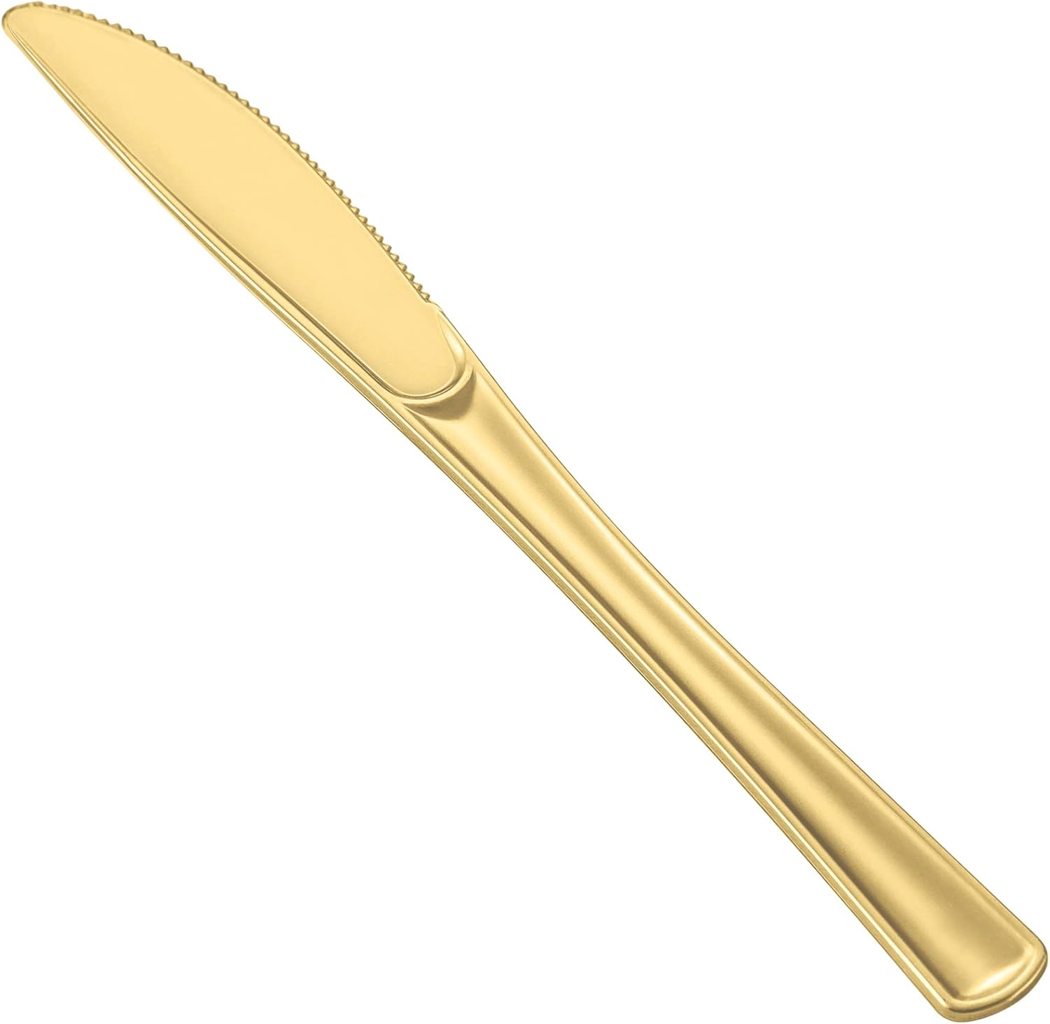N9R gold plastic knives bulk seventy-two pack front display