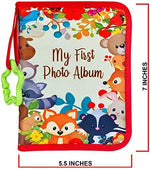 ToddleBee imported infant photo book attached to a stroller bar via plastic clip