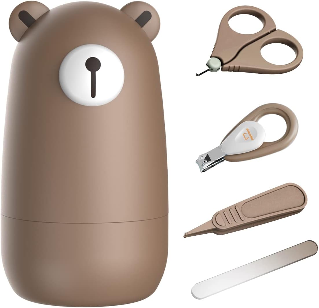 Papabear 4-in-1 baby nail clipper set in bronze bear case
