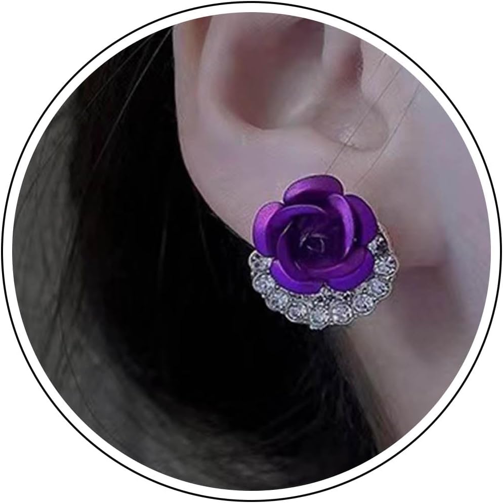 Zeshimb cubic zirconia rose earrings lifestyle packaging view