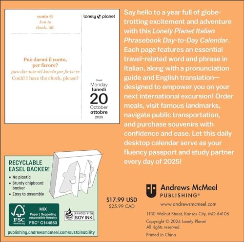 Lonely Planet: Italian Phrasebook 2025 Day-to-Day Calendar - Image 3