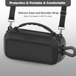 Black JCHPINE portable case displaying the attached adjustable nylon shoulder strap