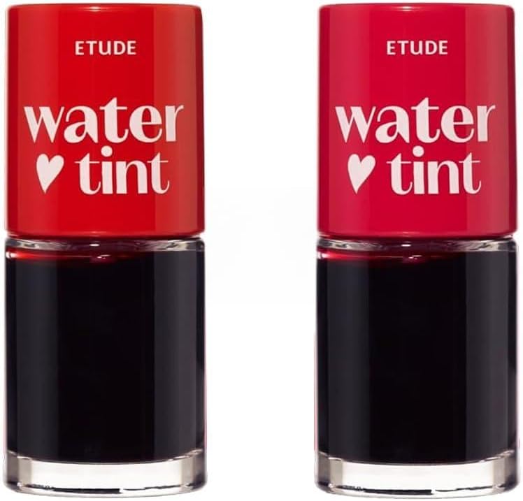 ETUDE Dear Darling Lip Stain Water Tint front view duo pack featuring Cherry Ade and Pomegranate Ade shades.