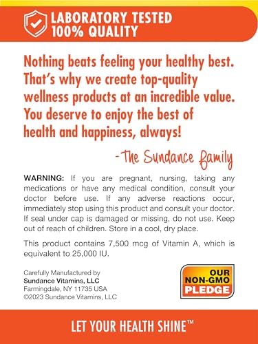 Sundance high potency antioxidant beta carotene softgels premium health supplement side product description
