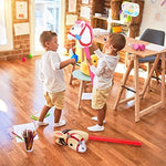 Child holding Ccozn inflatable horse head prop
