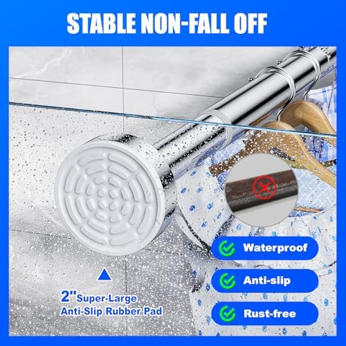 Close up of Ausemku shower rod non-slip rubber end cap detail