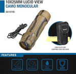 Barska 10x25 monocular with carrying case and accessories.