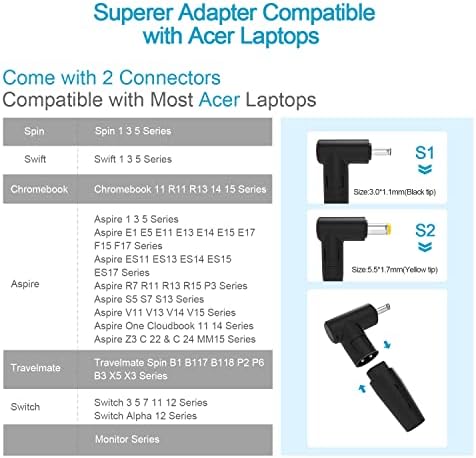 Wefly Acer Aspire power adapter showing input and output specs