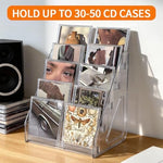 Wingsife clear tabletop CD display holder filled with music disc jewel cases.