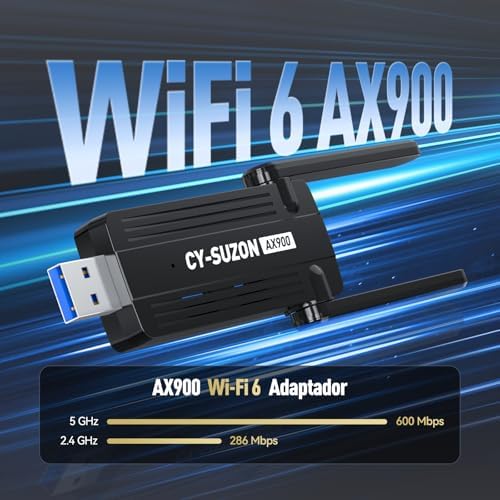 Close up view of the high gain antennas on CY-SUZON AX900 adapter