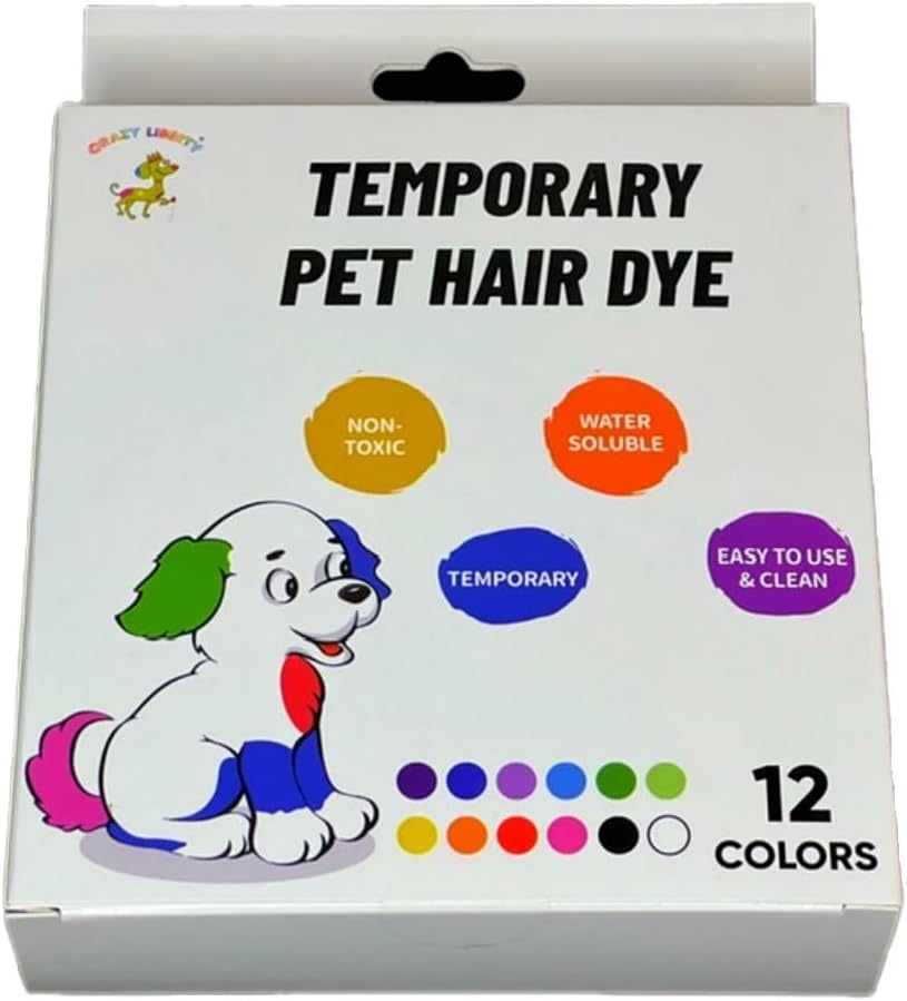 Set of 12 vibrant washable pet fur paint chalk pens
