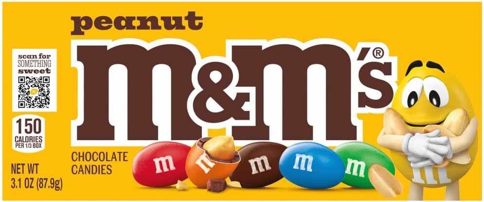 Close up of the roasted peanuts and milk chocolate illustration on the M&M'S Peanut Candy Box.
