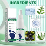 Tea tree oil feet spray being applied to skin for freshness.
