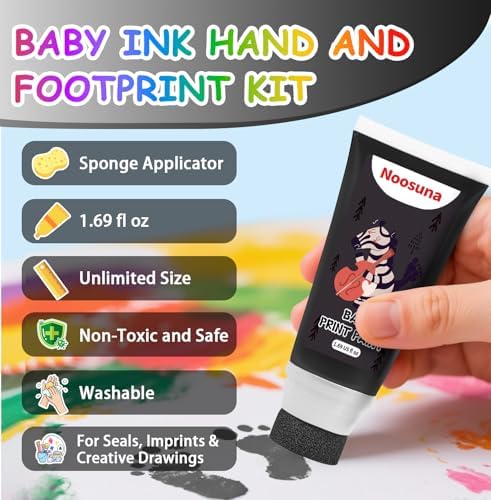 Non-toxic baby safe black paint tube with integrated sponge tip applicator.