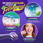 Individually wrapped GuruNanda travel toothbrushes in carry-on bag