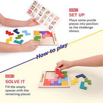 Close up view of the durable natural wood material and smooth edges of Coogam Montessori shape jigsaw.