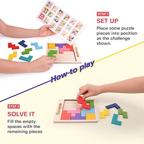 Close up view of the durable natural wood material and smooth edges of Coogam Montessori shape jigsaw.