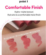 Waterproof liquid lip stain applicator wand dripping with moisturizing matte formula.