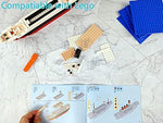 Detailed side angle of the OneNext Titanic model ship puzzle showing smoke stacks and masts.