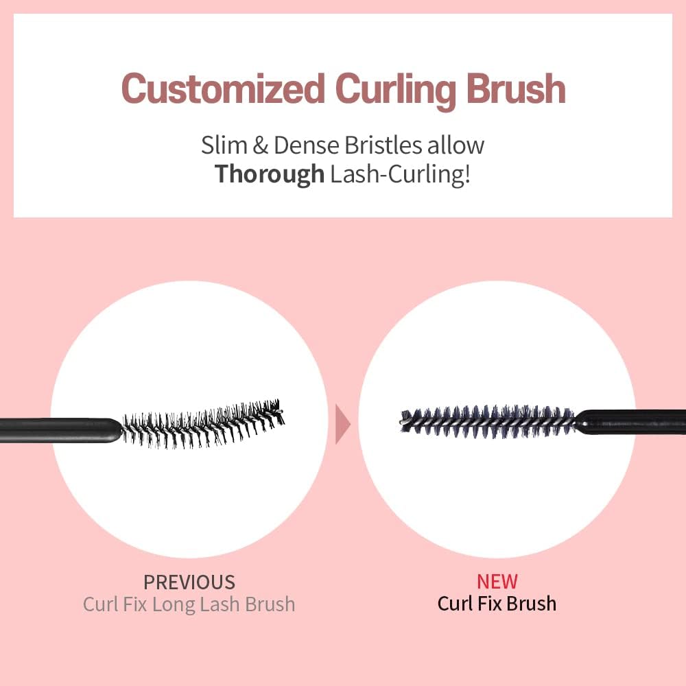 ETUDE twenty four hour curl hold cosmetic product demonstrating dense brush head texture