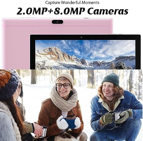 NOVOJOY 2 in 1 Tablet 10 Inch Android 15 Tableta, Tablets with Keyboard, Mouse, Case, Stylus, 32GB ROM+8GB RAM, 2MP+8MP Dual Camera, Quad Core Processor, 6000mAh Battery, 10.1 in FHD Tab Pink - Image 8