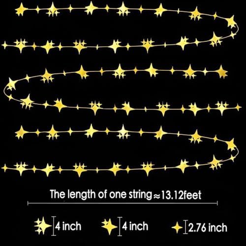 Close up view of the reflective craft cardstock on the gold four angle star decoration