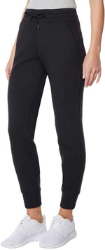 32 Degrees women black fleece jogger waistband and drawstring detail