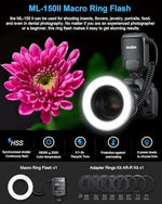 Shadowless macro photography flash rings for dental and nature pictures